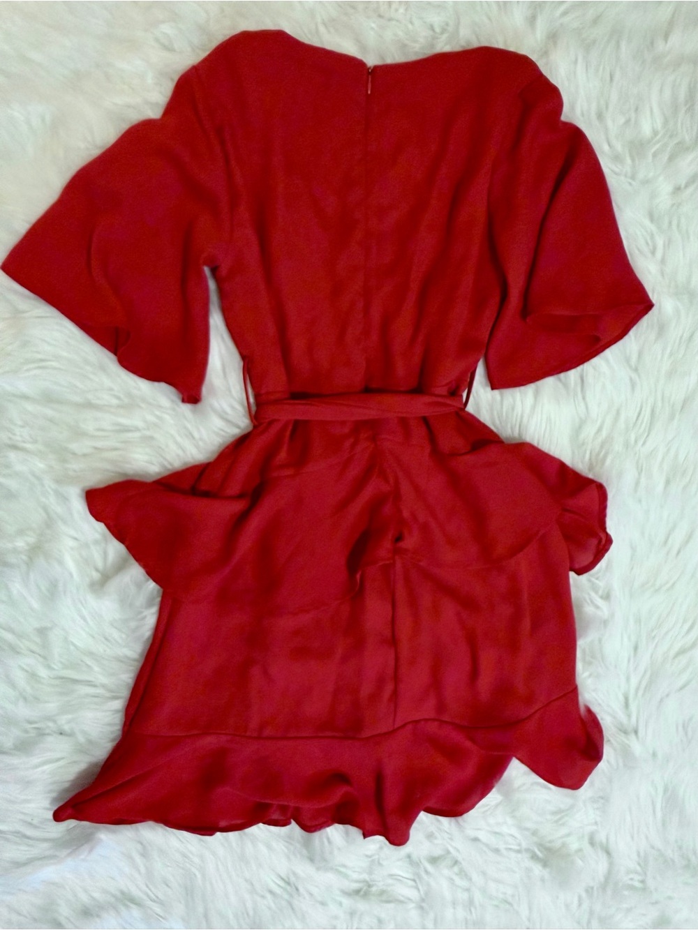 Altar’d State Red Ruffle Wrap Mini Dress XS Made in USA - Picture 9 of 13